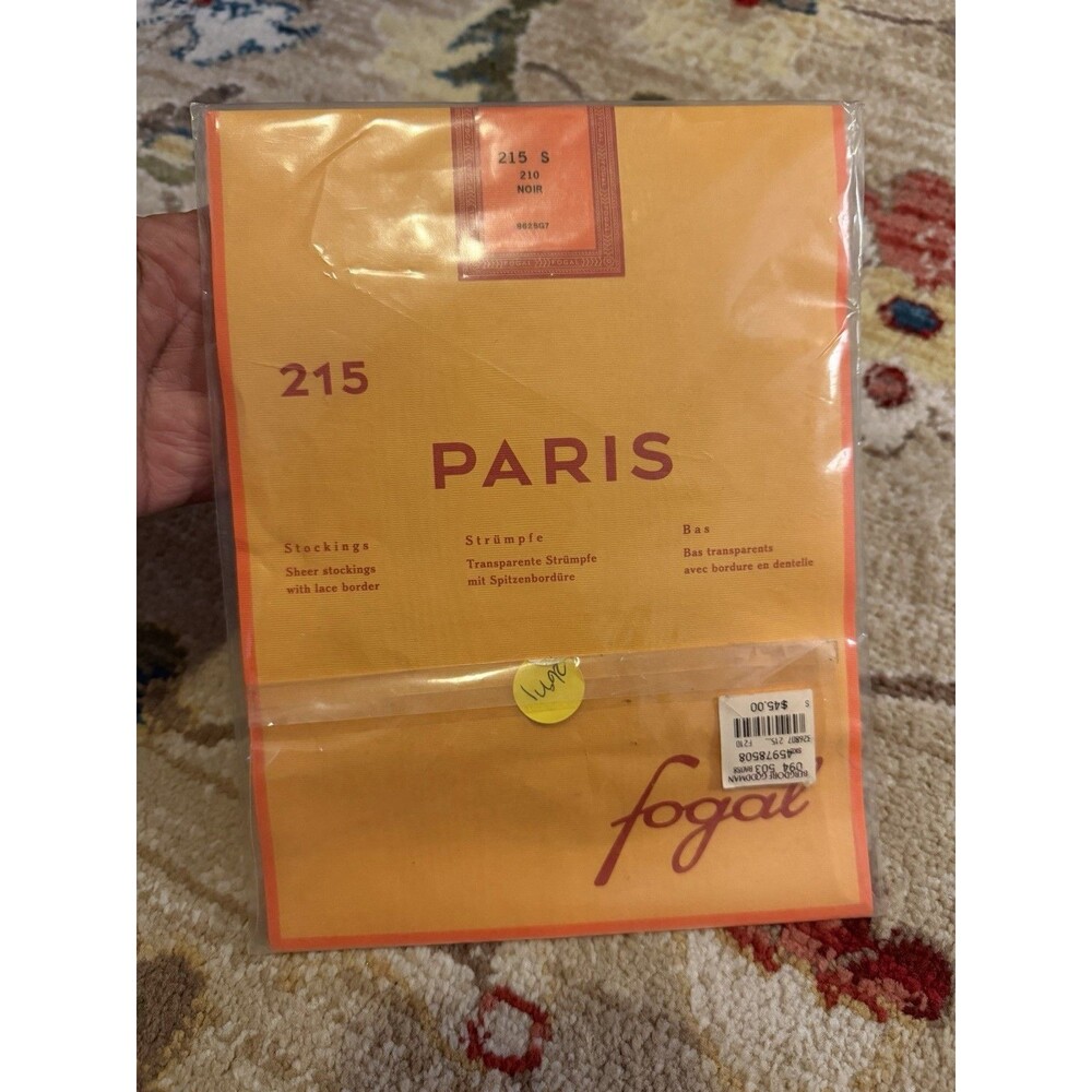 FOGAL 215 Paris  Stockings 210 Noir Small  215 Sheer Stockings W/ Lace Border
